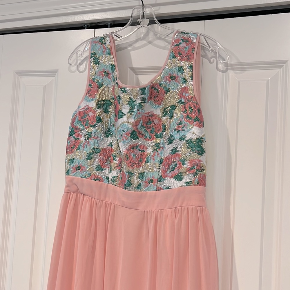 NWT Traffic People Brocade Top & pink skirt gown | M